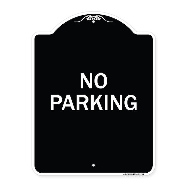 Signmission Designer Series No Parking 2, Black & White Heavy-Gauge Aluminum Sign, 24" x 18", BW-1824-23789 A-DES-BW-1824-23789 - main